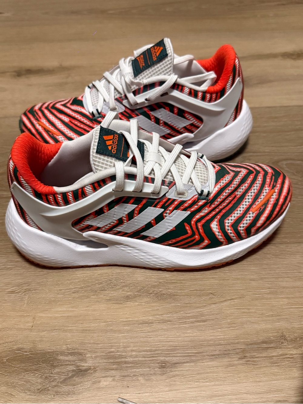 adidas Bold Striped Running Shoes in Red, Green & White